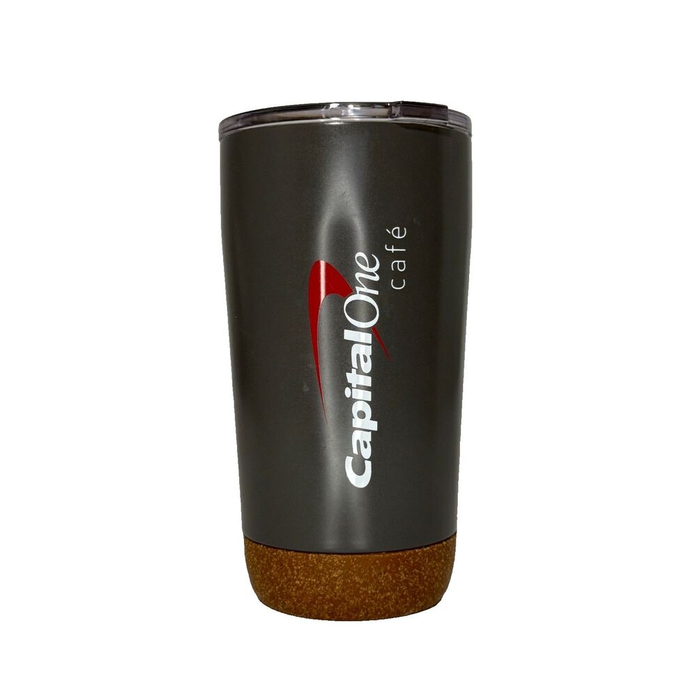 Capital One Cafe Stainless Steel Tumbler Black Insulated Cup w Lid